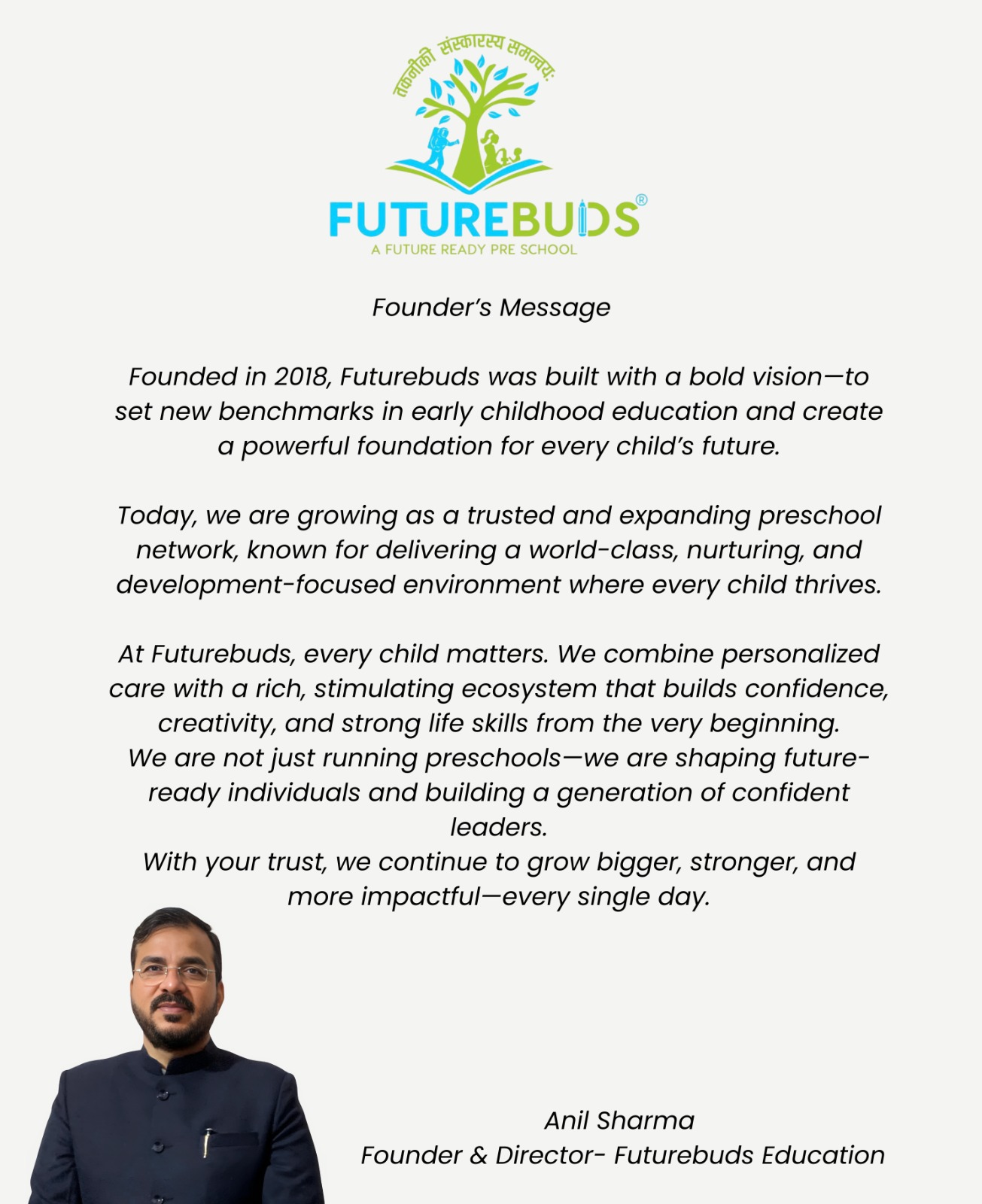 Founder's Message - Anil Sharma, Founder & Director, Futurebuds Education